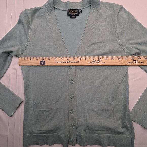 RARE Pendleton Twin Set Mock Neck Sleeveless Shell & Cardigan Sweater Teal Xs - Picture 11 of 16